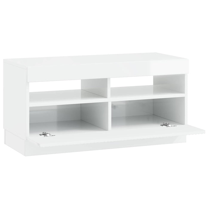 Cabinet TV cu LED Alb foarte lucios Lemn prelucrat WALTI
