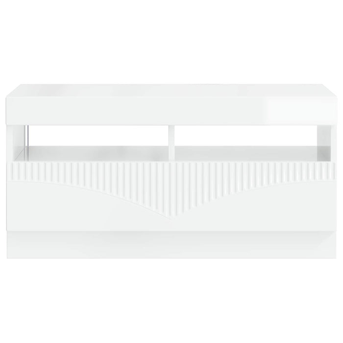 Cabinet TV cu LED Alb foarte lucios Lemn prelucrat WALTI