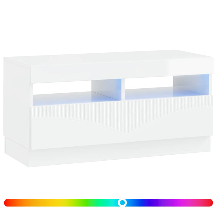 Cabinet TV cu LED Alb foarte lucios Lemn prelucrat WALTI