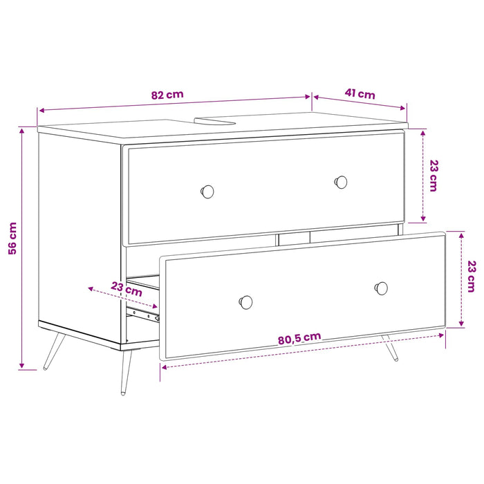 Dulap pentru Chiuveta de Baie BREDA Negru 82 x 41 x 59 cm - WALTI WALTI