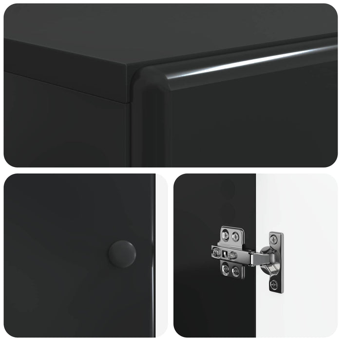 Cabinet de Baie cu Raft Deschis BREDA Negru 30 x 31 x 190 cm WALTI