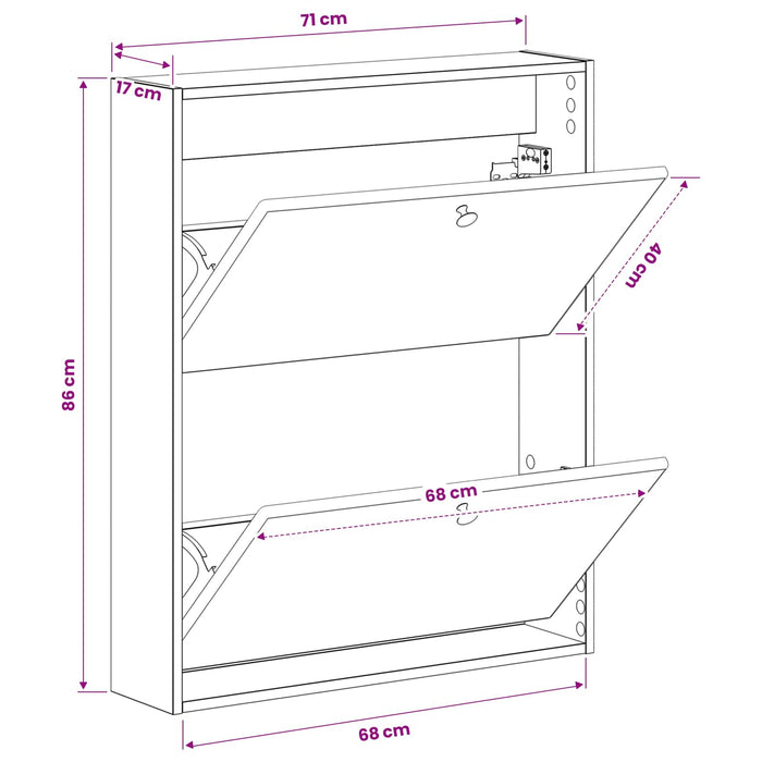 Dulap pentru pantofi montat pe perete BREDA 71 x 17 x 86 cm WALTI
