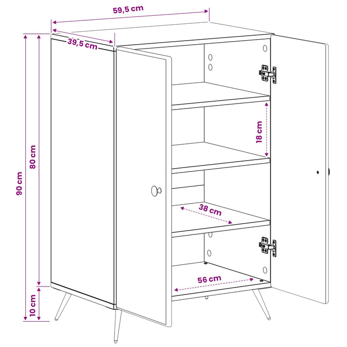 Dulap pentru pantofi BREDA 59,5 x 39,5 x 90 cm Lemn prelucrat - WALTI WALTI