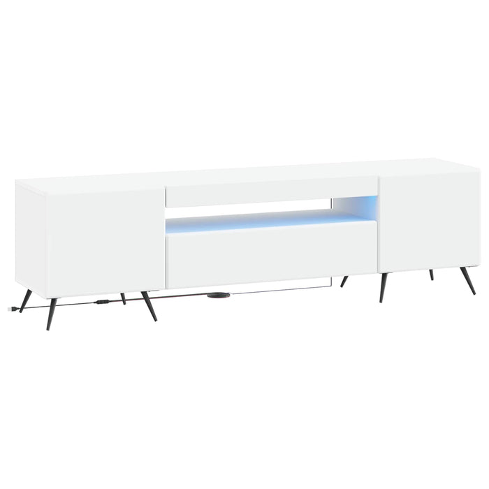 Cabinet TV cu LED Alb Lemn prelucrat WALTI
