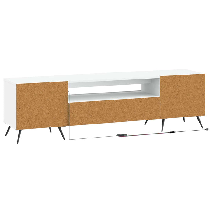 Cabinet TV cu LED Alb Lemn prelucrat WALTI