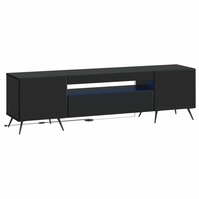 Cabinet TV cu LED Negru Lemn prelucrat WALTI