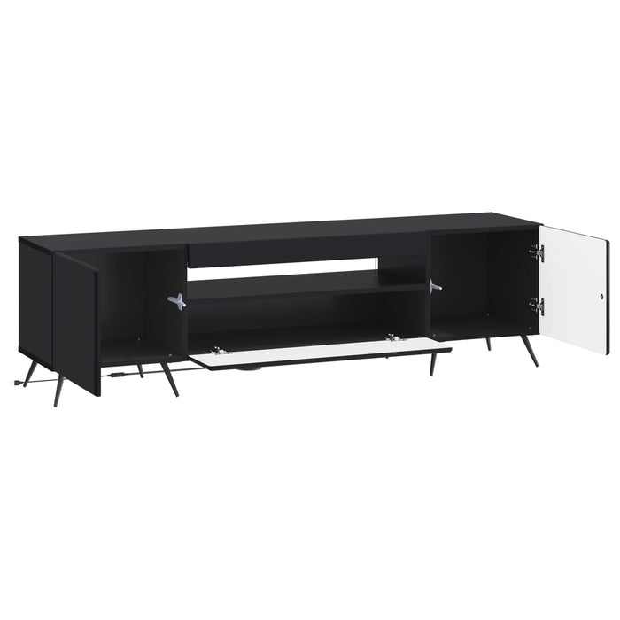 Cabinet TV cu LED Negru Lemn prelucrat WALTI
