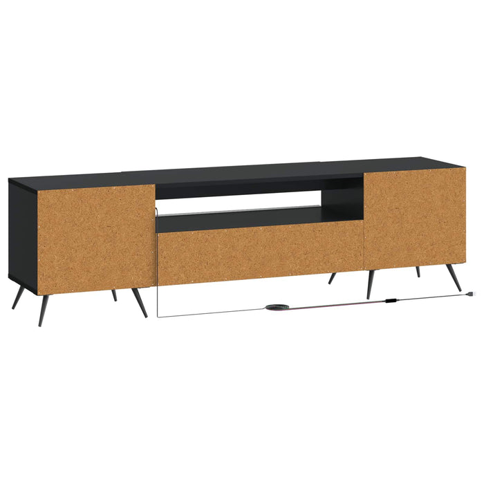 Cabinet TV cu LED Negru Lemn prelucrat WALTI