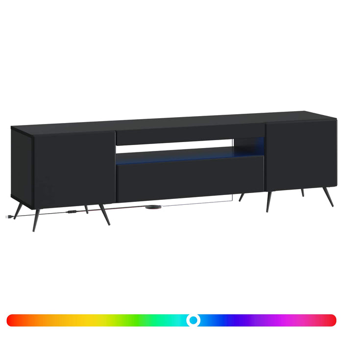 Cabinet TV cu LED Negru Lemn prelucrat WALTI