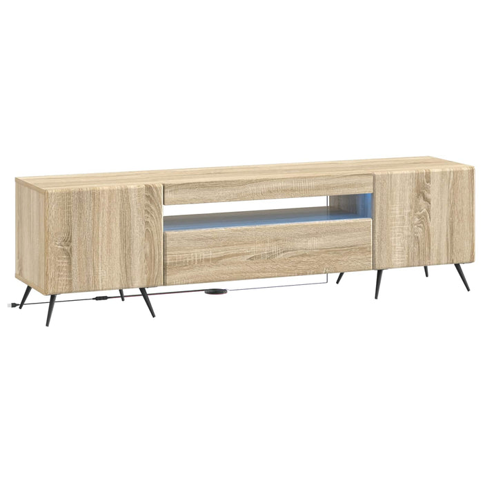 Cabinet TV cu LED Stejar Sonoma Lemn prelucrat WALTI