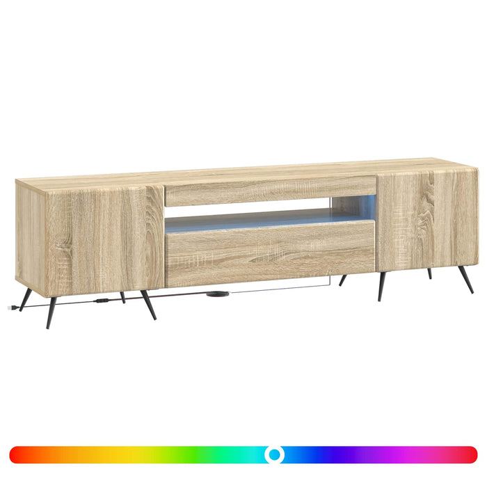 Cabinet TV cu LED Stejar Sonoma Lemn prelucrat WALTI