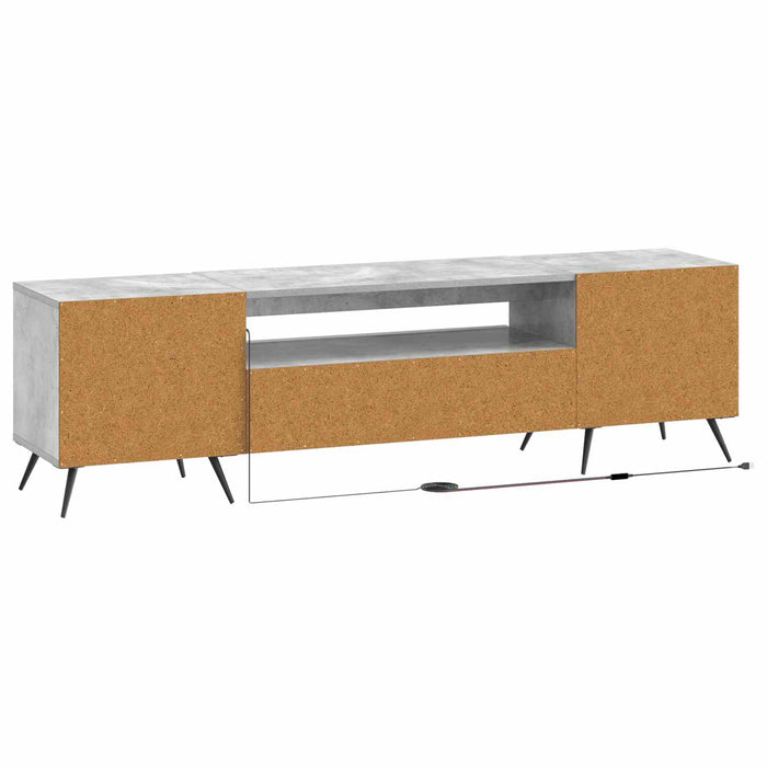 Cabinet TV cu LED Gri Beton Lemn prelucrat WALTI