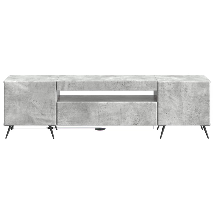 Cabinet TV cu LED Gri Beton Lemn prelucrat WALTI