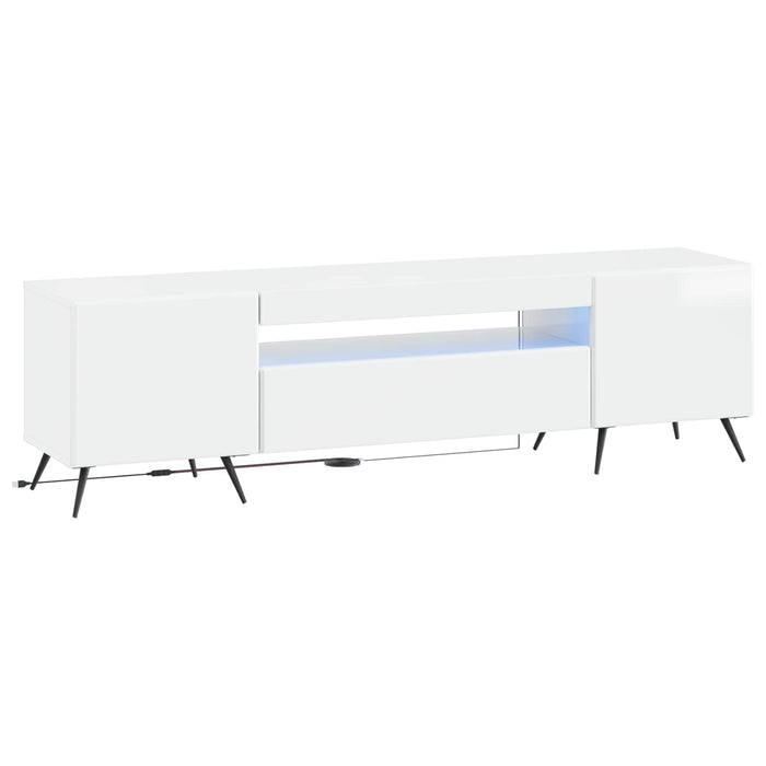 Cabinet TV cu LED Alb foarte lucios Lemn prelucrat WALTI