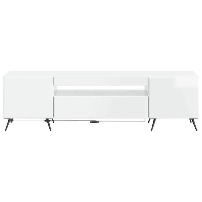 Cabinet TV cu LED Alb foarte lucios Lemn prelucrat WALTI