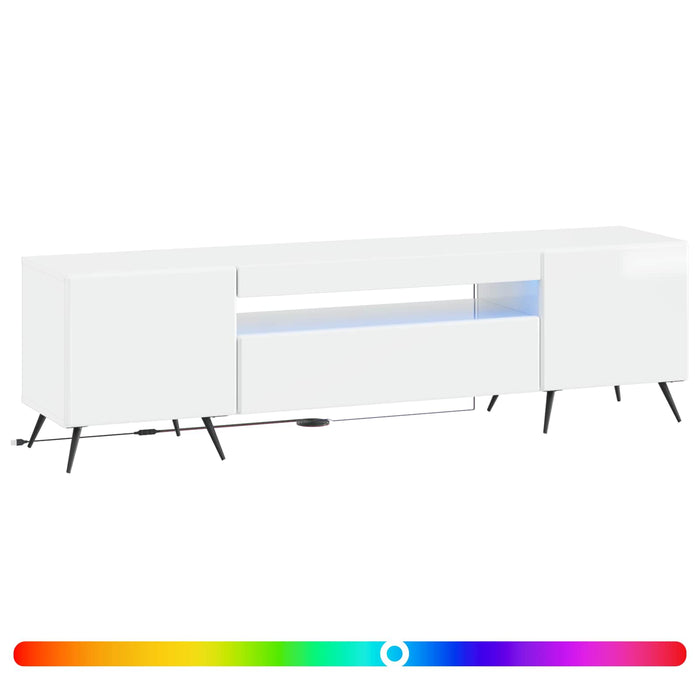 Cabinet TV cu LED Alb foarte lucios Lemn prelucrat WALTI