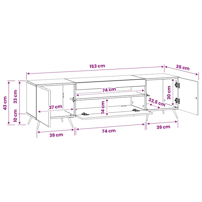 Cabinet TV cu LED Sonoma gri Lemn prelucrat WALTI