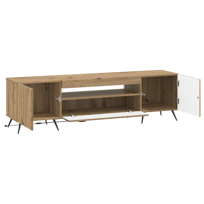 Cabinet TV cu LED Stejar Artizanal Lemn prelucrat WALTI