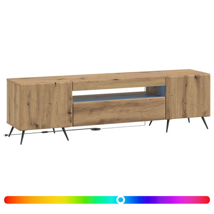 Cabinet TV cu LED Stejar Artizanal Lemn prelucrat WALTI