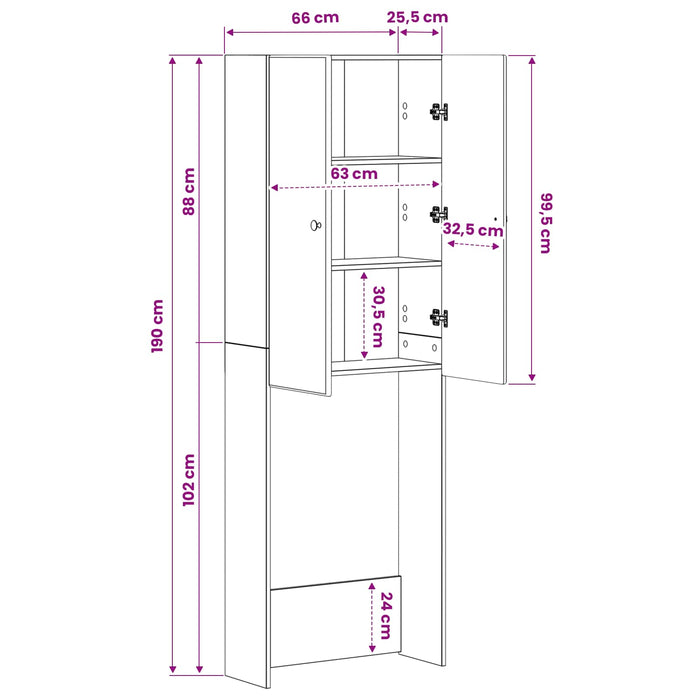 Dulap pentru toaletă BREDA Stejar Sonoma 66 x 25,5 x 190 cm WALTI