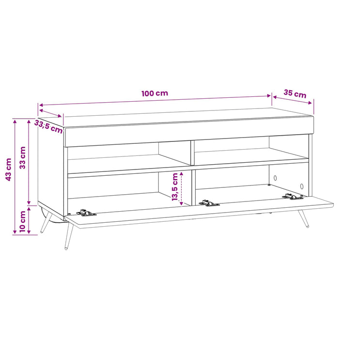 Cabinet TV cu LED Alb Lemn prelucrat WALTI
