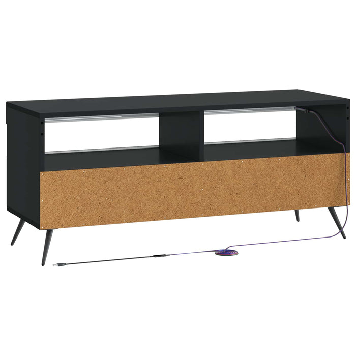 Cabinet TV cu LED Negru Lemn prelucrat WALTI