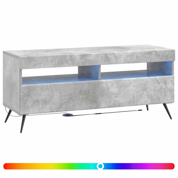 Cabinet TV cu LED Gri Beton Lemn prelucrat WALTI