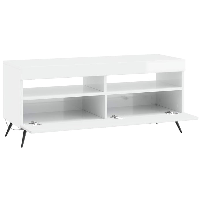 Cabinet TV cu LED Alb foarte lucios Lemn prelucrat WALTI