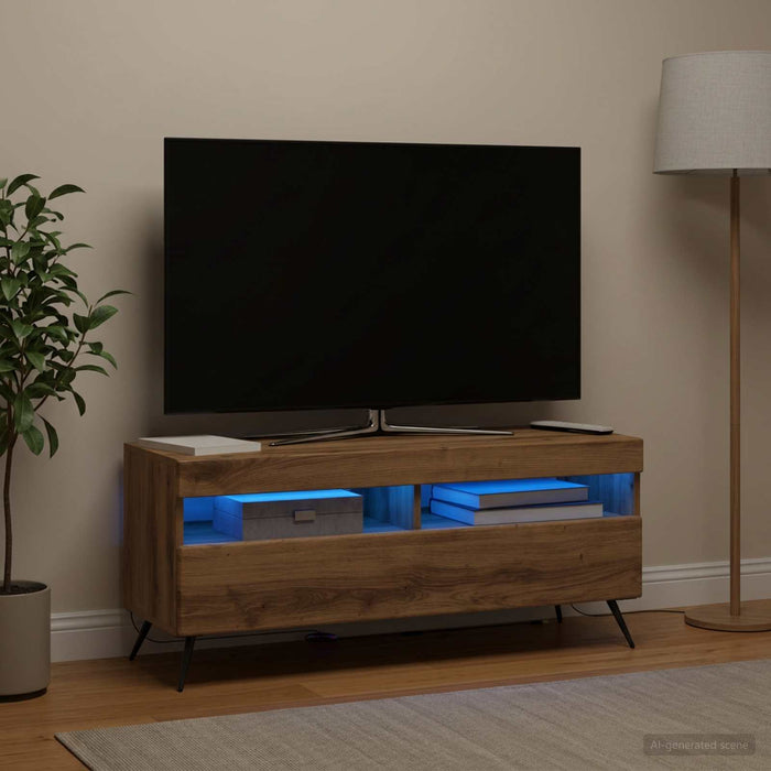 Cabinet TV cu LED Stejar Artizanal Lemn prelucrat - WALTI WALTI