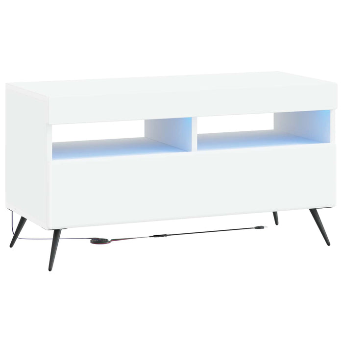 Cabinet TV cu LED Alb Lemn prelucrat WALTI