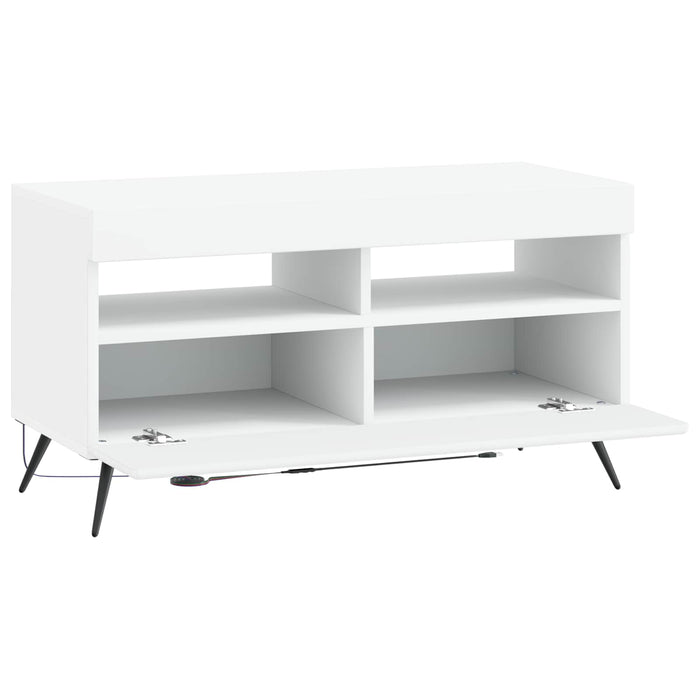 Cabinet TV cu LED Alb Lemn prelucrat WALTI