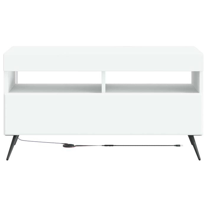 Cabinet TV cu LED Alb Lemn prelucrat WALTI