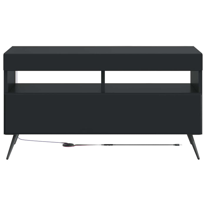 Cabinet TV cu LED Negru Lemn prelucrat WALTI