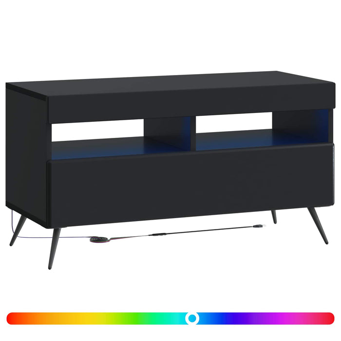 Cabinet TV cu LED Negru Lemn prelucrat WALTI