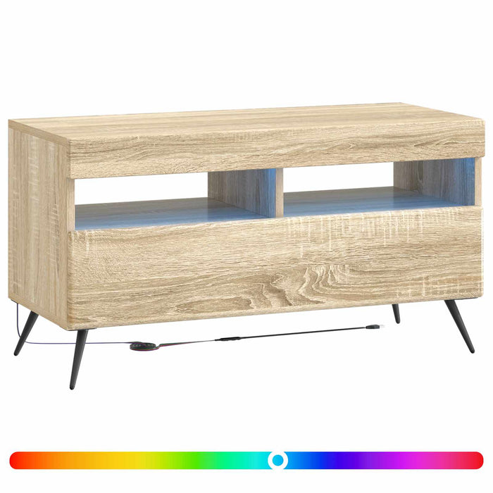 Cabinet TV cu LED Stejar Sonoma Lemn prelucrat WALTI