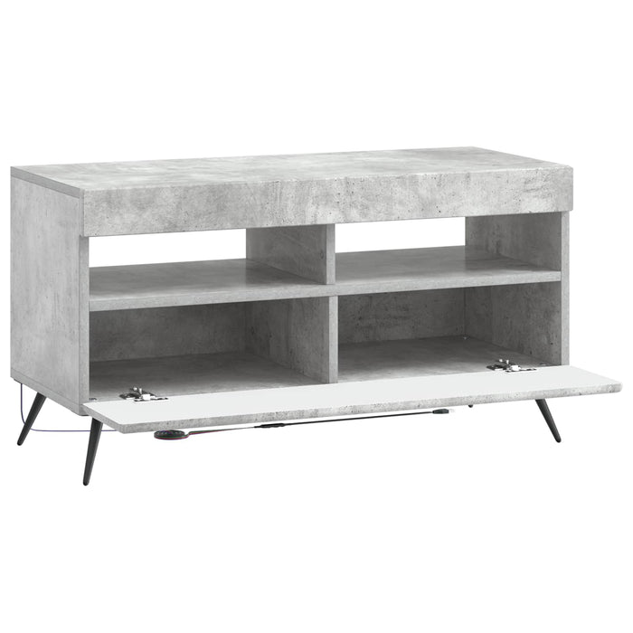 Cabinet TV cu LED Gri Beton Lemn prelucrat WALTI