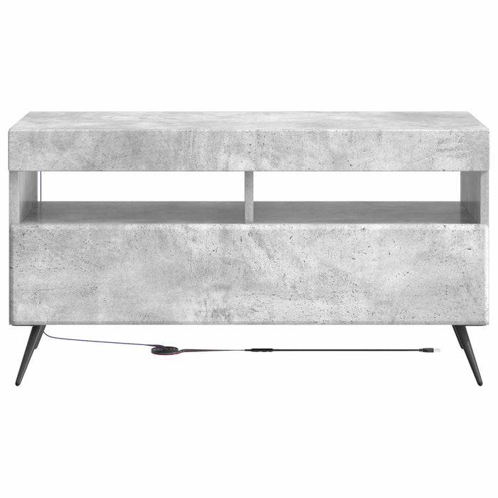 Cabinet TV cu LED Gri Beton Lemn prelucrat WALTI