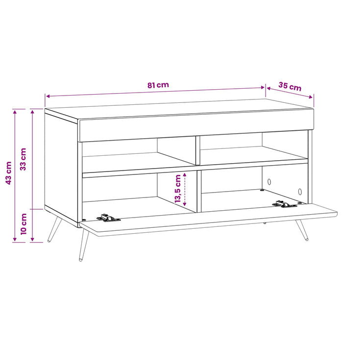 Cabinet TV cu LED Gri Beton Lemn prelucrat WALTI