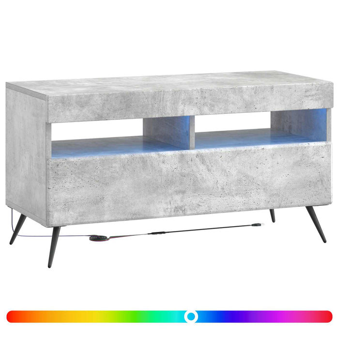 Cabinet TV cu LED Gri Beton Lemn prelucrat WALTI