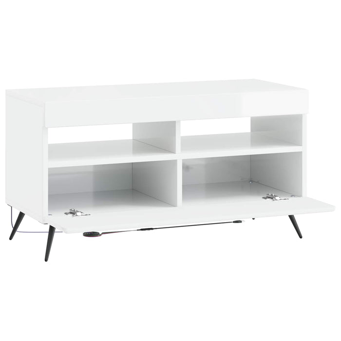 Cabinet TV cu LED Alb foarte lucios Lemn prelucrat WALTI