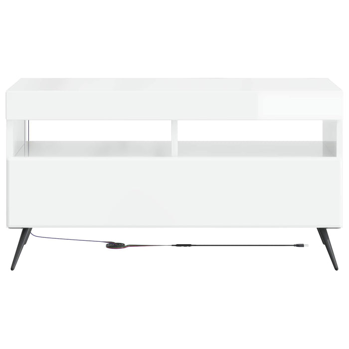 Cabinet TV cu LED Alb foarte lucios Lemn prelucrat WALTI
