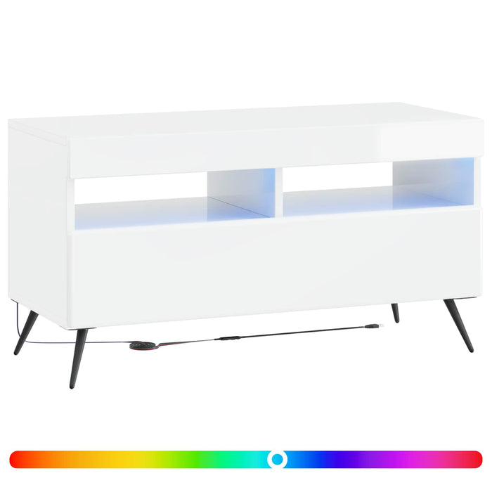 Cabinet TV cu LED Alb foarte lucios Lemn prelucrat WALTI