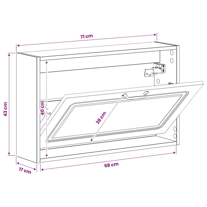 Dulap pentru pantofi montat pe perete UTRECHT 71 x 17 x 43 cm WALTI