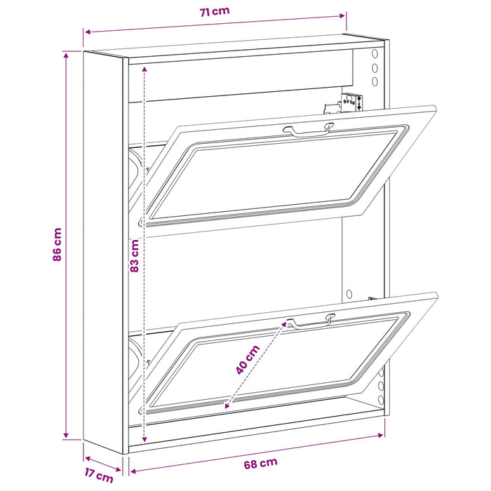 Dulap pentru pantofi montat pe perete UTRECHT 71 x 17 x 86 cm WALTI