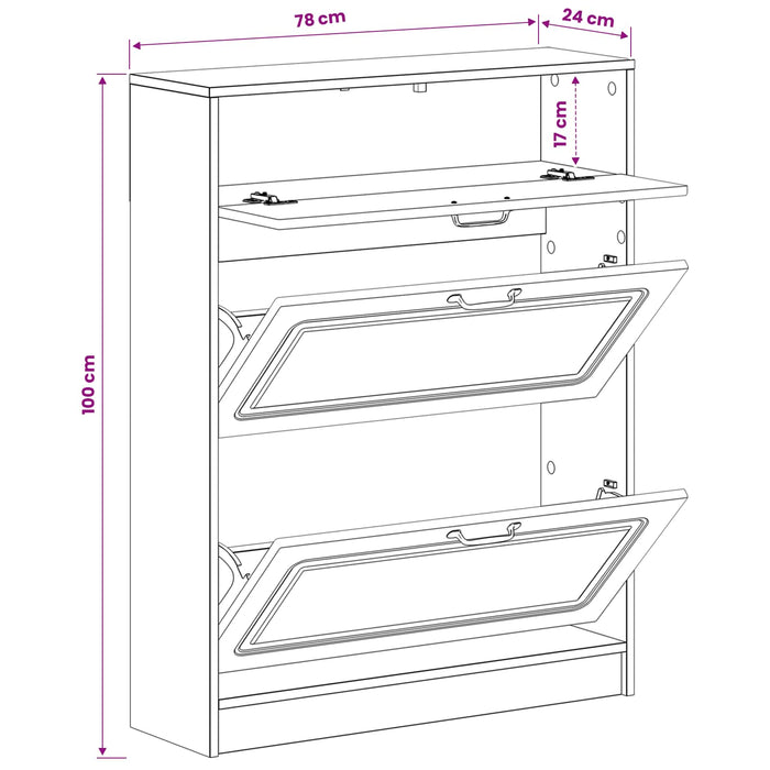 Dulap pentru pantofi UTRECHT 78 x 24 x 100 cm Lemn prelucrat WALTI