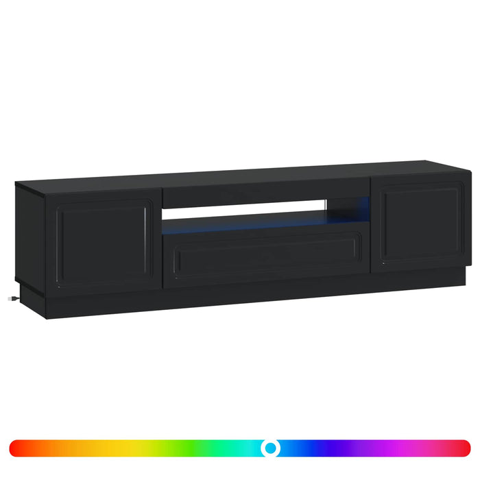 Cabinet TV cu LED Negru Lemn prelucrat WALTI