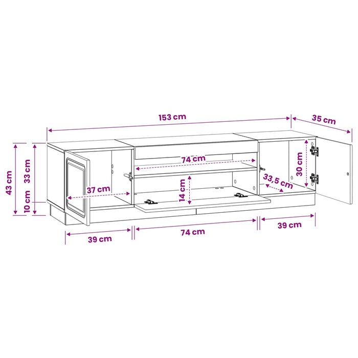 Cabinet TV cu LED Stejar Sonoma Lemn prelucrat WALTI