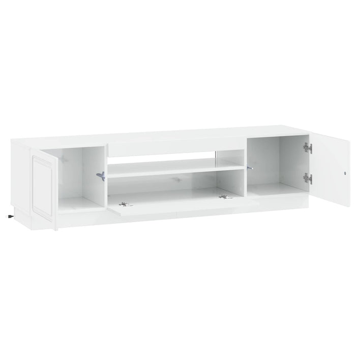 Cabinet TV cu LED Alb foarte lucios Lemn prelucrat WALTI