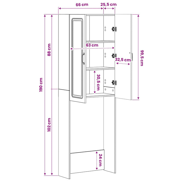 Dulap pentru toaletă UTRECHT Stejar fumuriu 66 x 25,5 x 190 cm WALTI