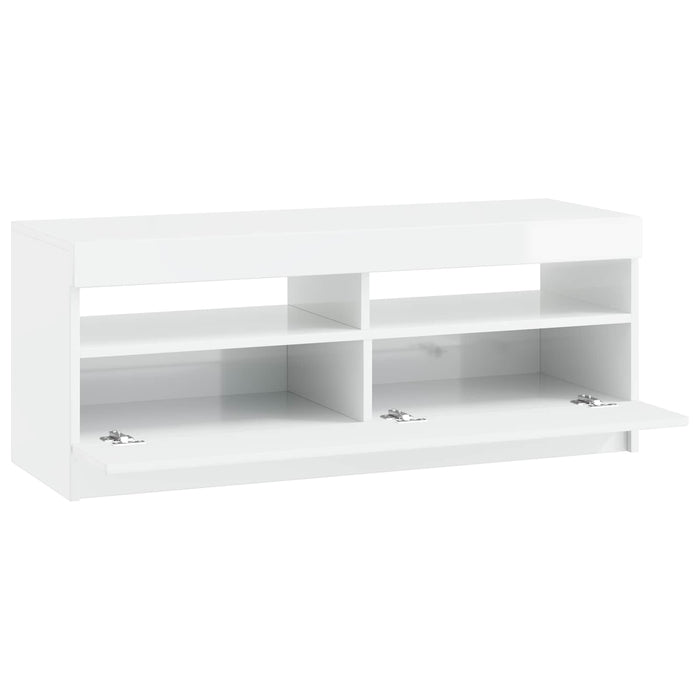 Cabinet TV cu LED Alb foarte lucios Lemn prelucrat WALTI